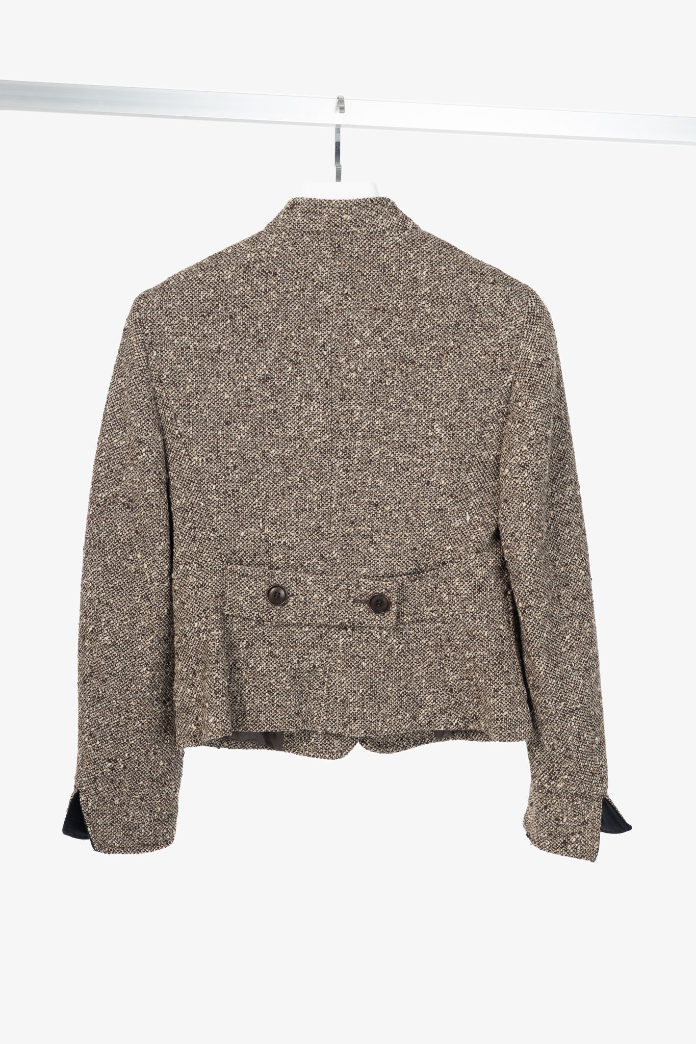 Max Mara Brown Wool-Tweed Stand-Collar Blazer