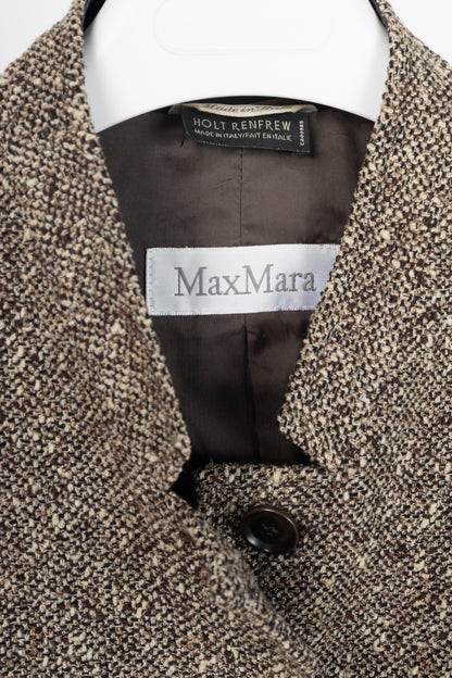 Max Mara Brown Wool-Tweed Stand-Collar Blazer