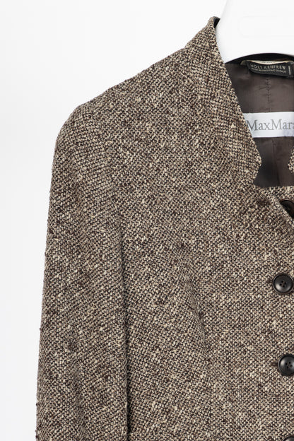 Max Mara Brown Wool-Tweed Stand-Collar Blazer