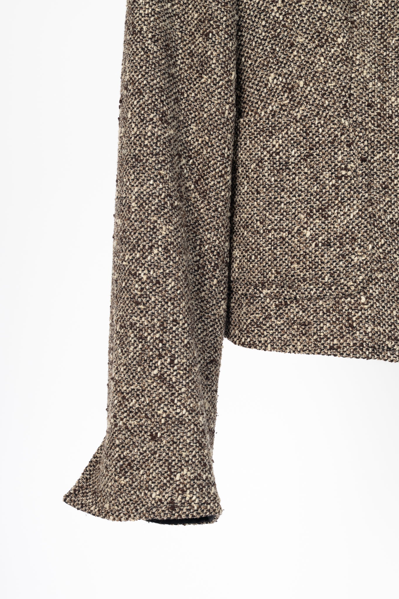 Max Mara Brown Wool-Tweed Stand-Collar Blazer