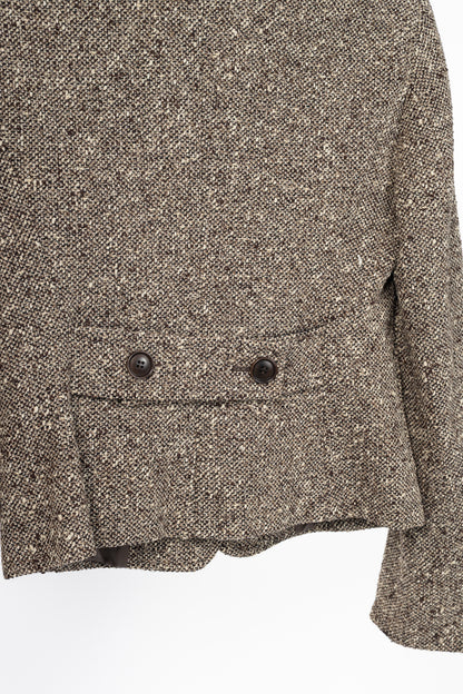 Max Mara Brown Wool-Tweed Stand-Collar Blazer