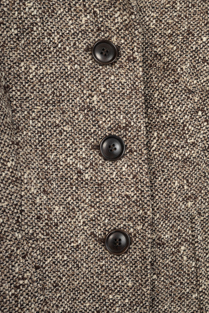 Max Mara Brown Wool-Tweed Stand-Collar Blazer