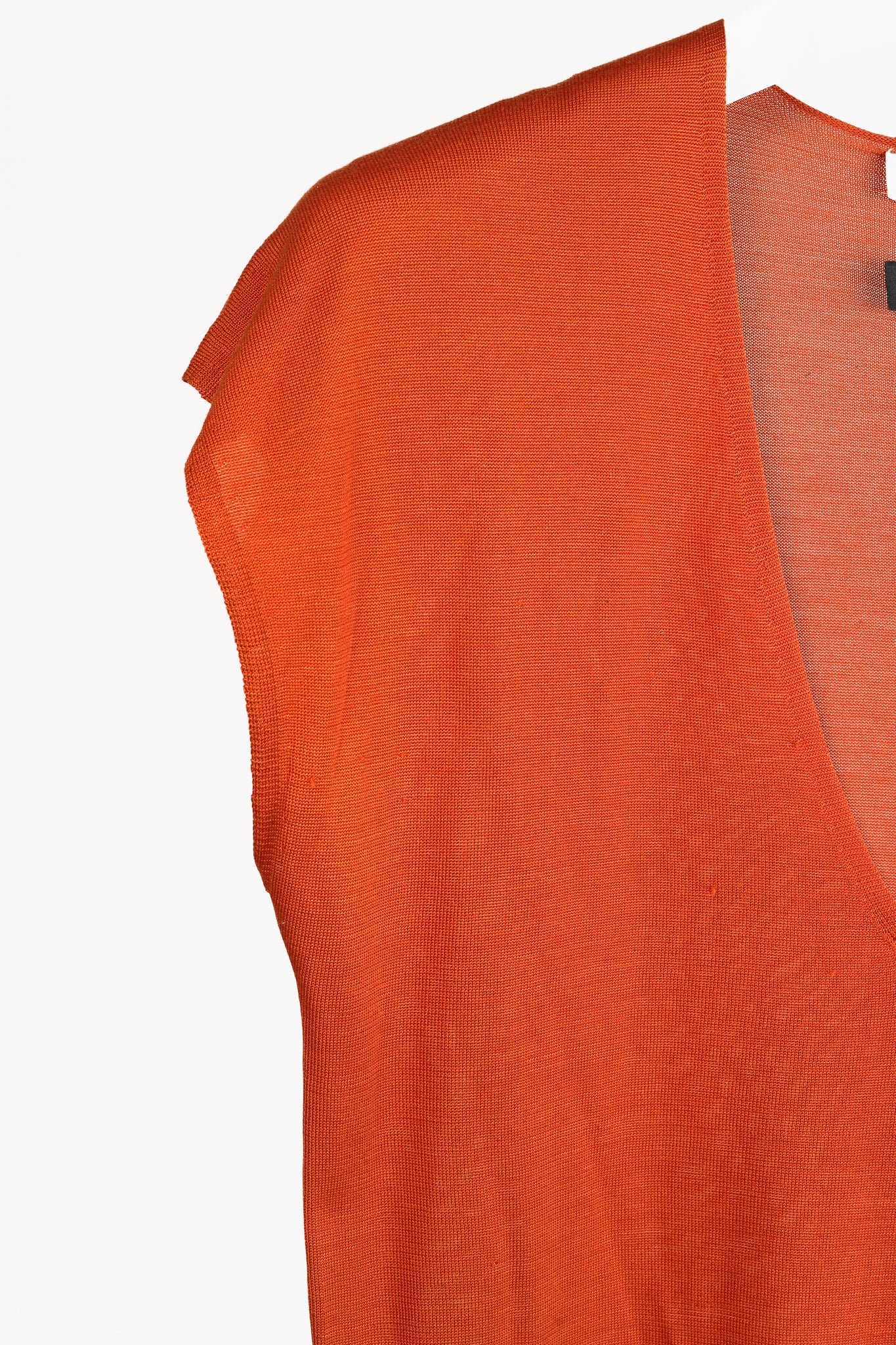 'S Max Mara Burnt Orange Short Dolman Sleeve Silk V-neck Knit Top