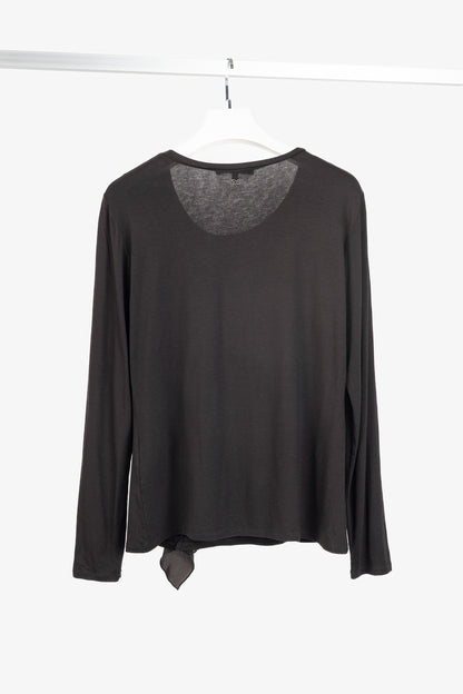 Weekend Max Mara Brown Jersey Silk-Ruffle T-Shirt