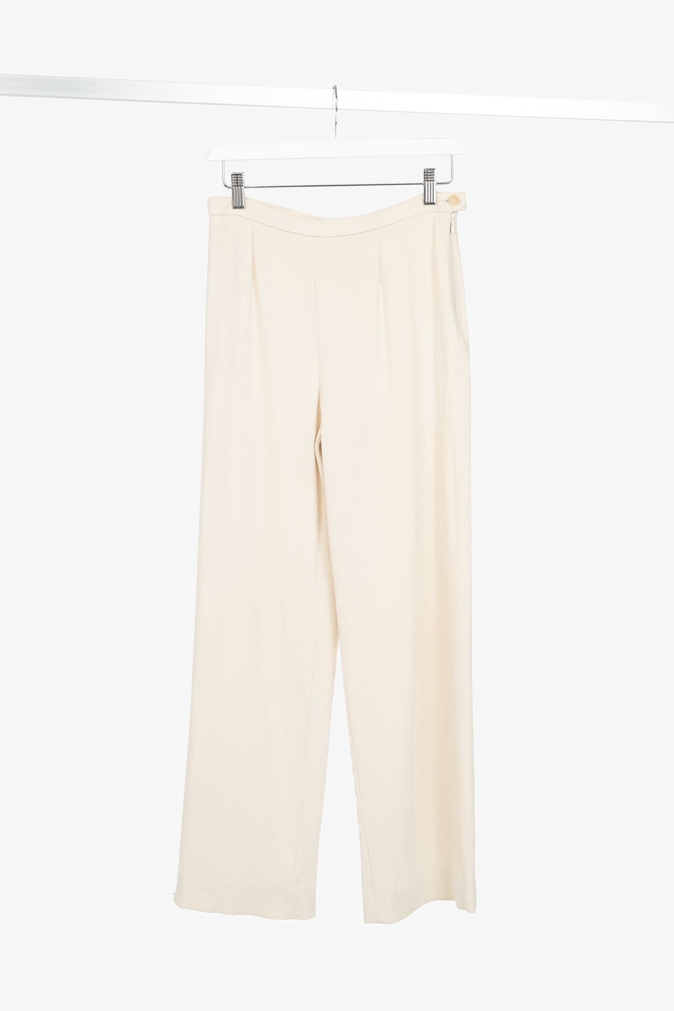 Max Mara Cream Wool-Crepe Straight-Leg Trousers