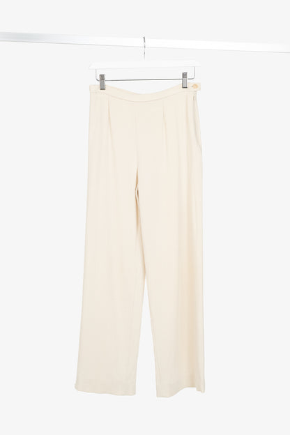 Max Mara Cream Wool-Crepe Straight-Leg Trousers