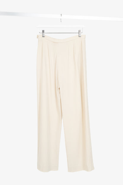 Max Mara Cream Wool-Crepe Straight-Leg Trousers