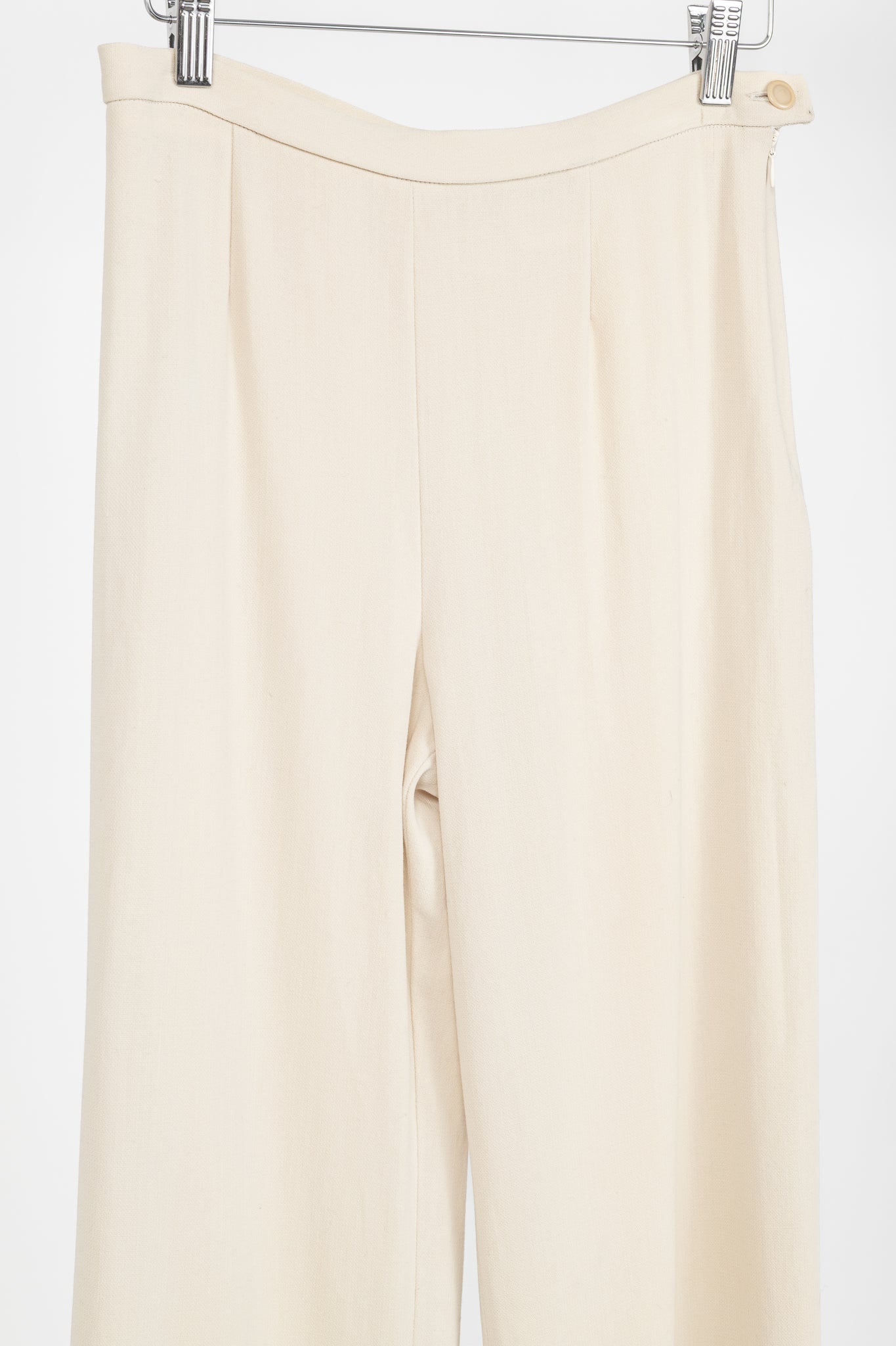 Max Mara Cream Wool-Crepe Straight-Leg Trousers