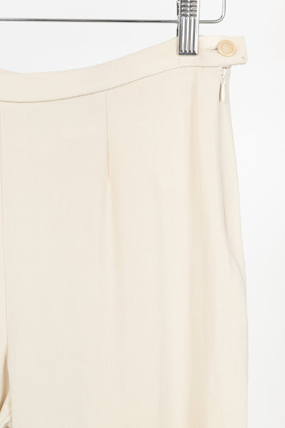 Max Mara Cream Wool-Crepe Straight-Leg Trousers