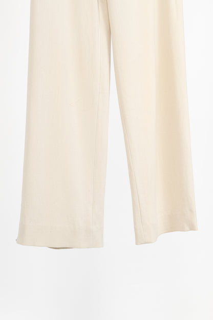 Max Mara Cream Wool-Crepe Straight-Leg Trousers