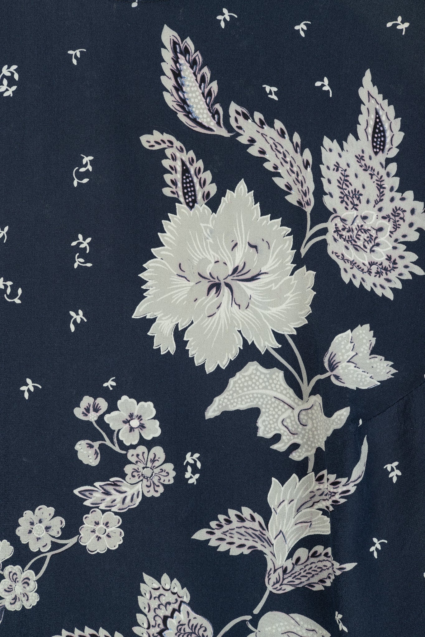Max Mara Navy Floral Silk Sleeveless Blouse