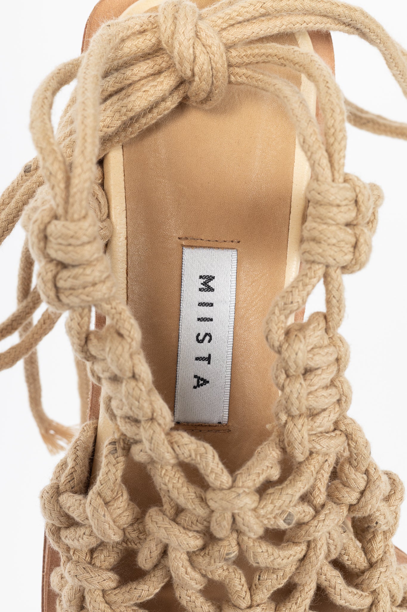Miista Annie Coffee Milk Crochet Slingback Sandals