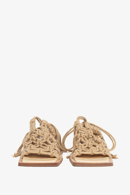 Miista Annie Coffee Milk Crochet Slingback Sandals