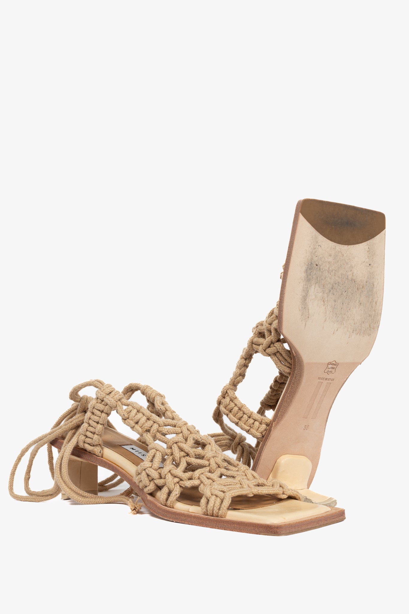 Miista Annie Coffee Milk Crochet Slingback Sandals