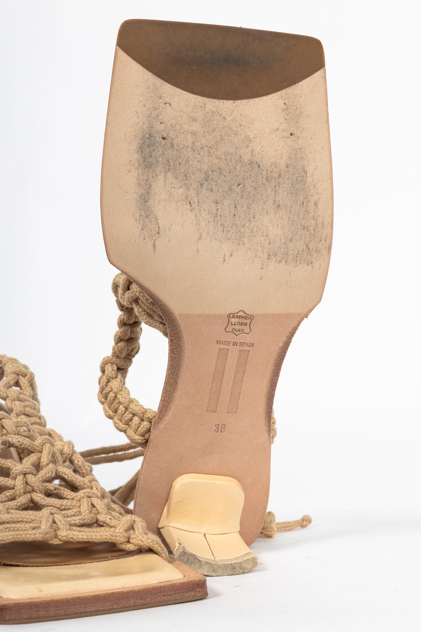 Miista Annie Coffee Milk Crochet Slingback Sandals
