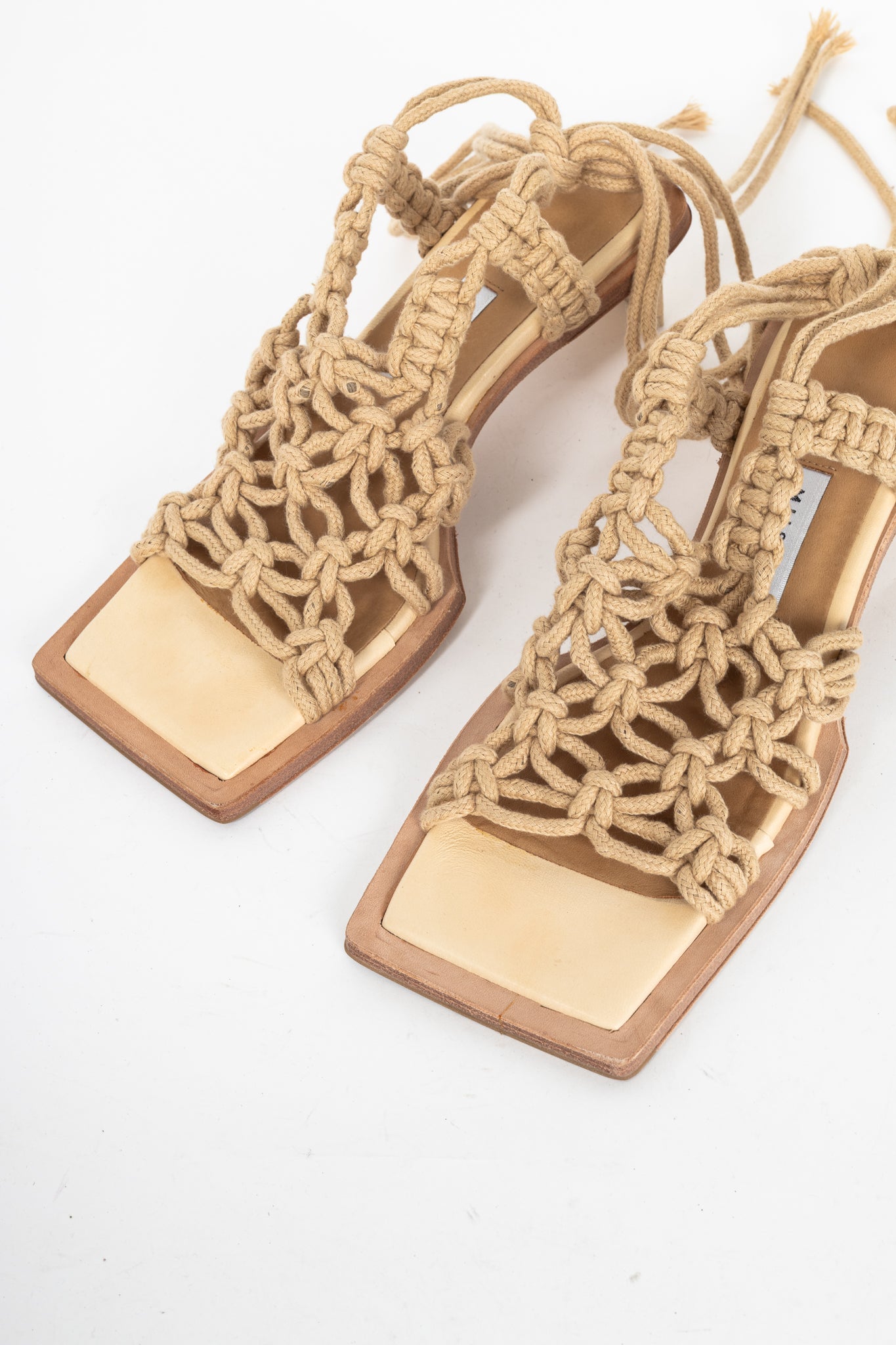 Miista Annie Coffee Milk Crochet Slingback Sandals