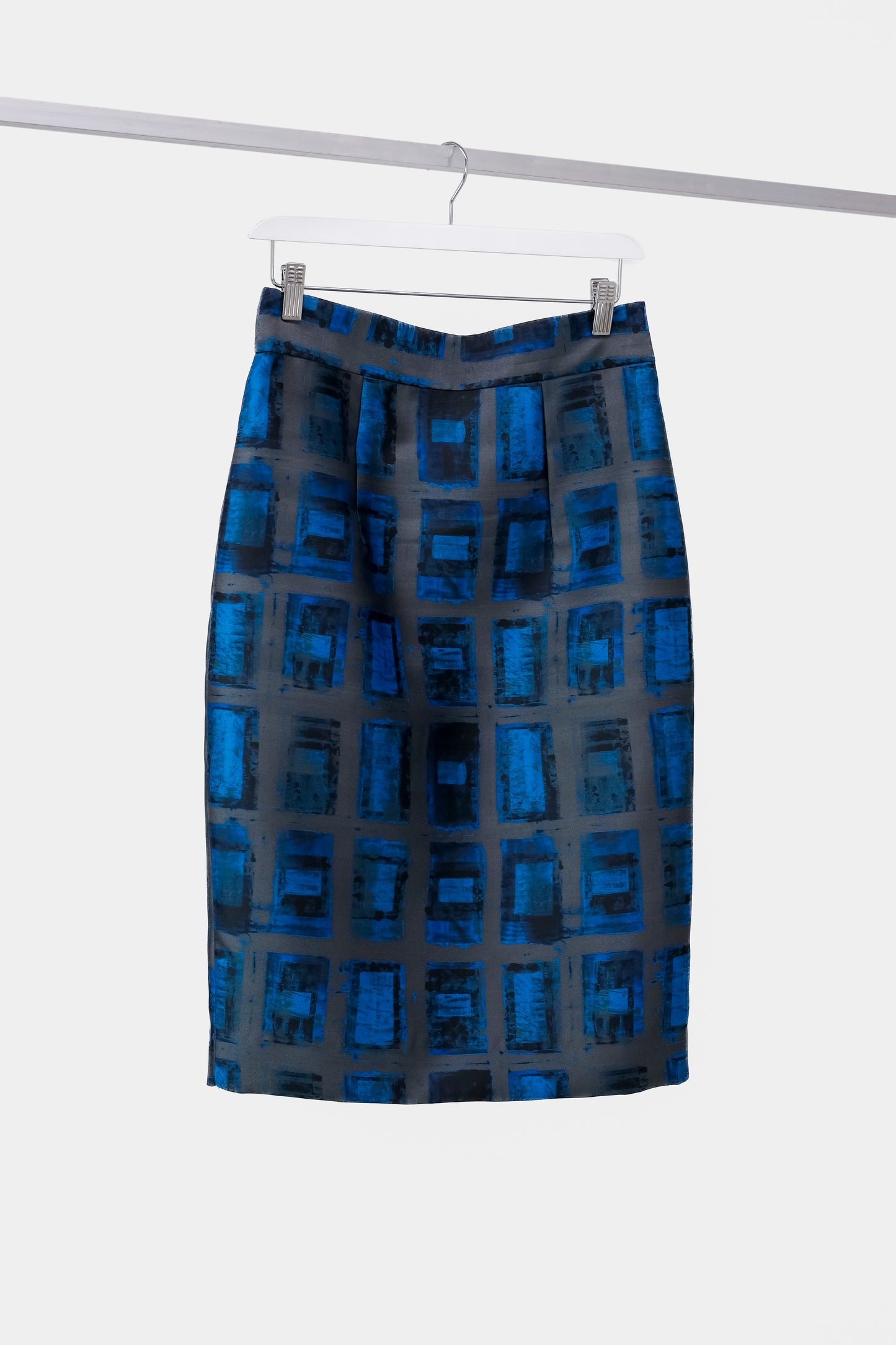 Milly Blue Check Pencil Skirt