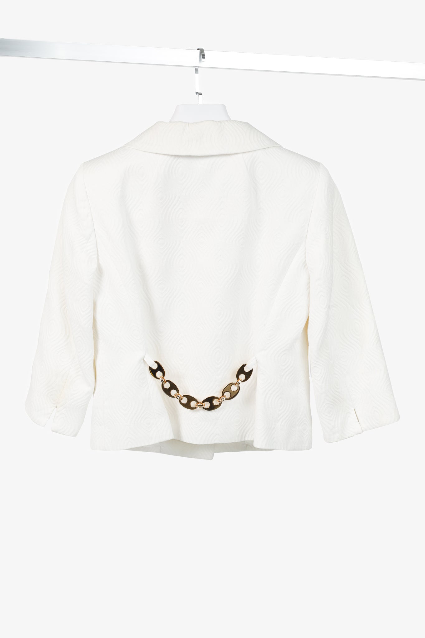 Milly SS/08 Runway White Cotton-Jacquard Cropped Jacket
