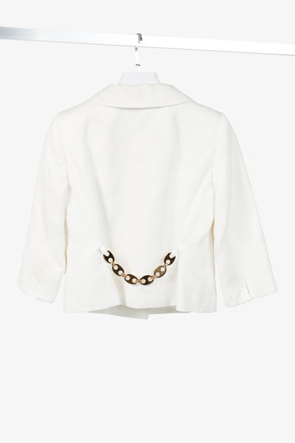 Milly SS/08 Runway White Cotton-Jacquard Cropped Jacket