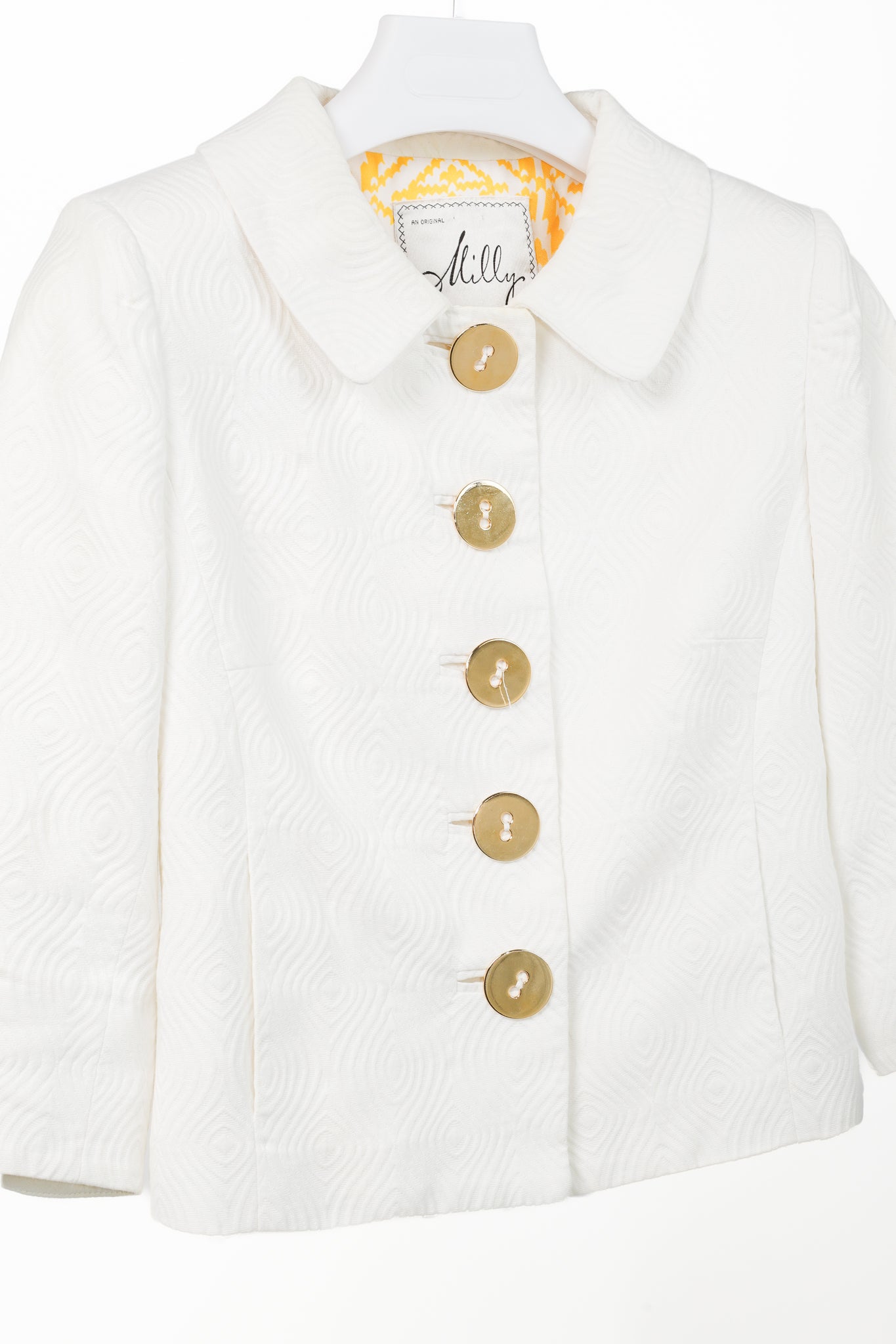 Milly SS/08 Runway White Cotton-Jacquard Cropped Jacket