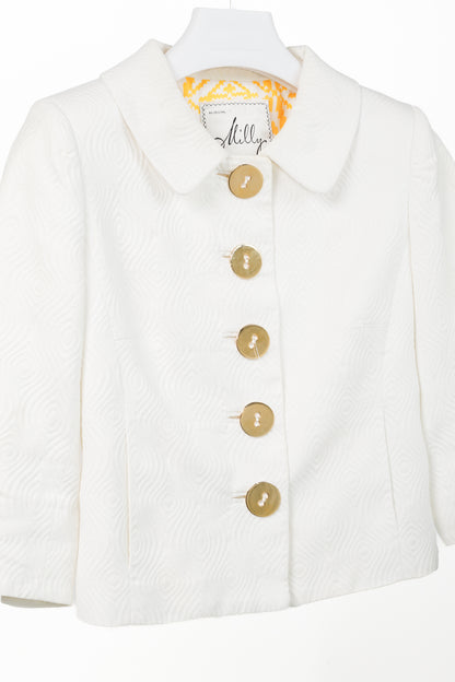 Milly SS/08 Runway White Cotton-Jacquard Cropped Jacket