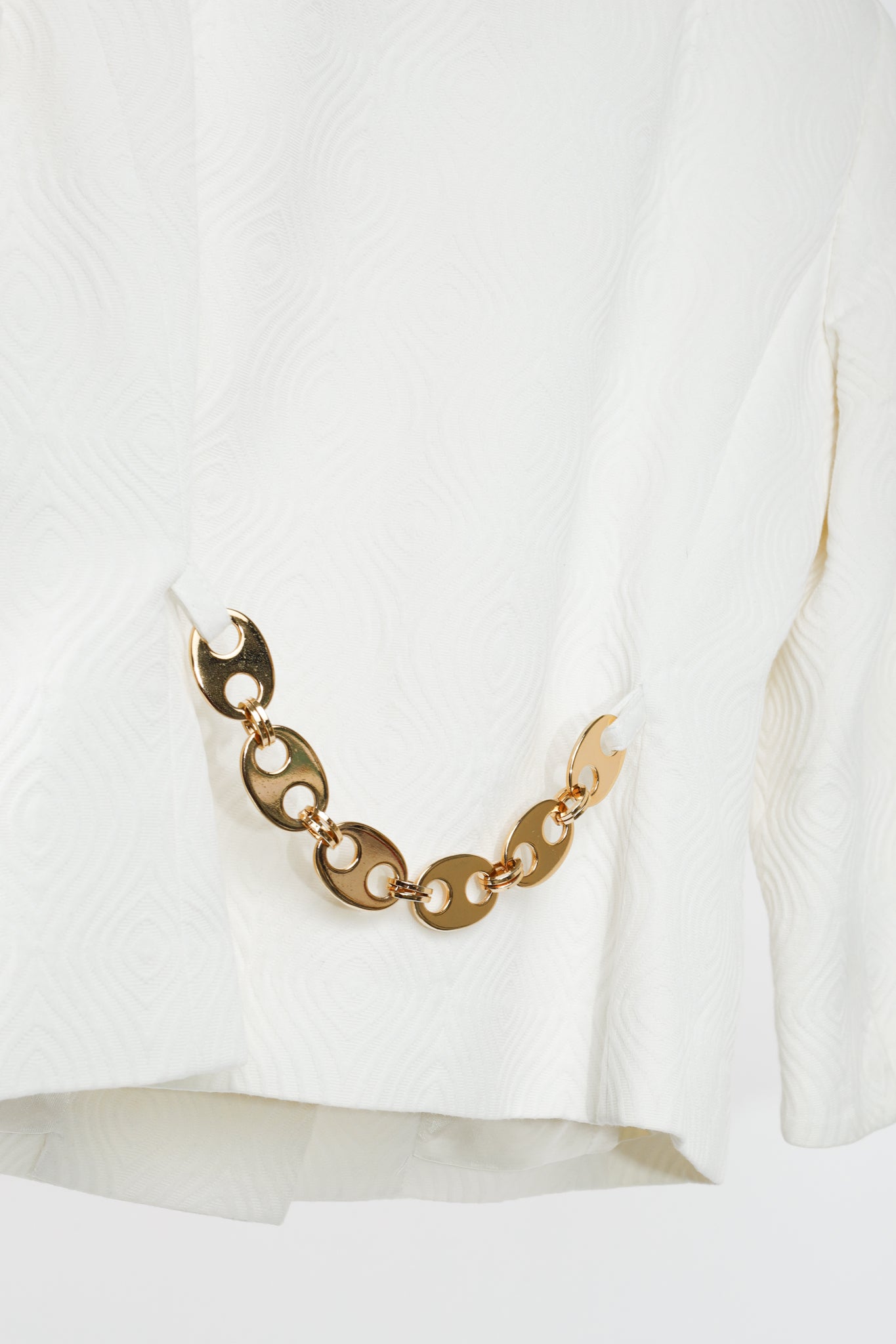 Milly SS/08 Runway White Cotton-Jacquard Cropped Jacket