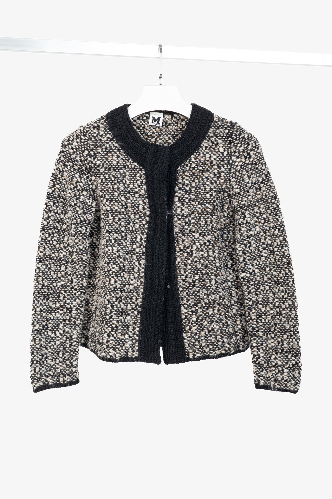 M Missoni Brown Marled-Wool Trimmed Snap-Front Cardigan