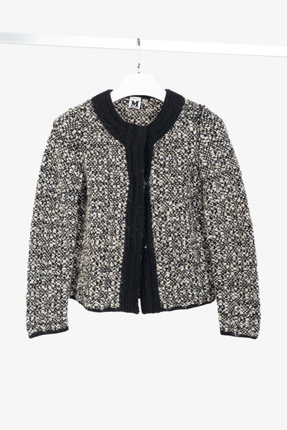 M Missoni Brown Marled-Wool Trimmed Snap-Front Cardigan