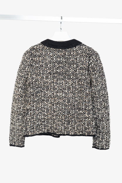 M Missoni Brown Marled-Wool Trimmed Snap-Front Cardigan