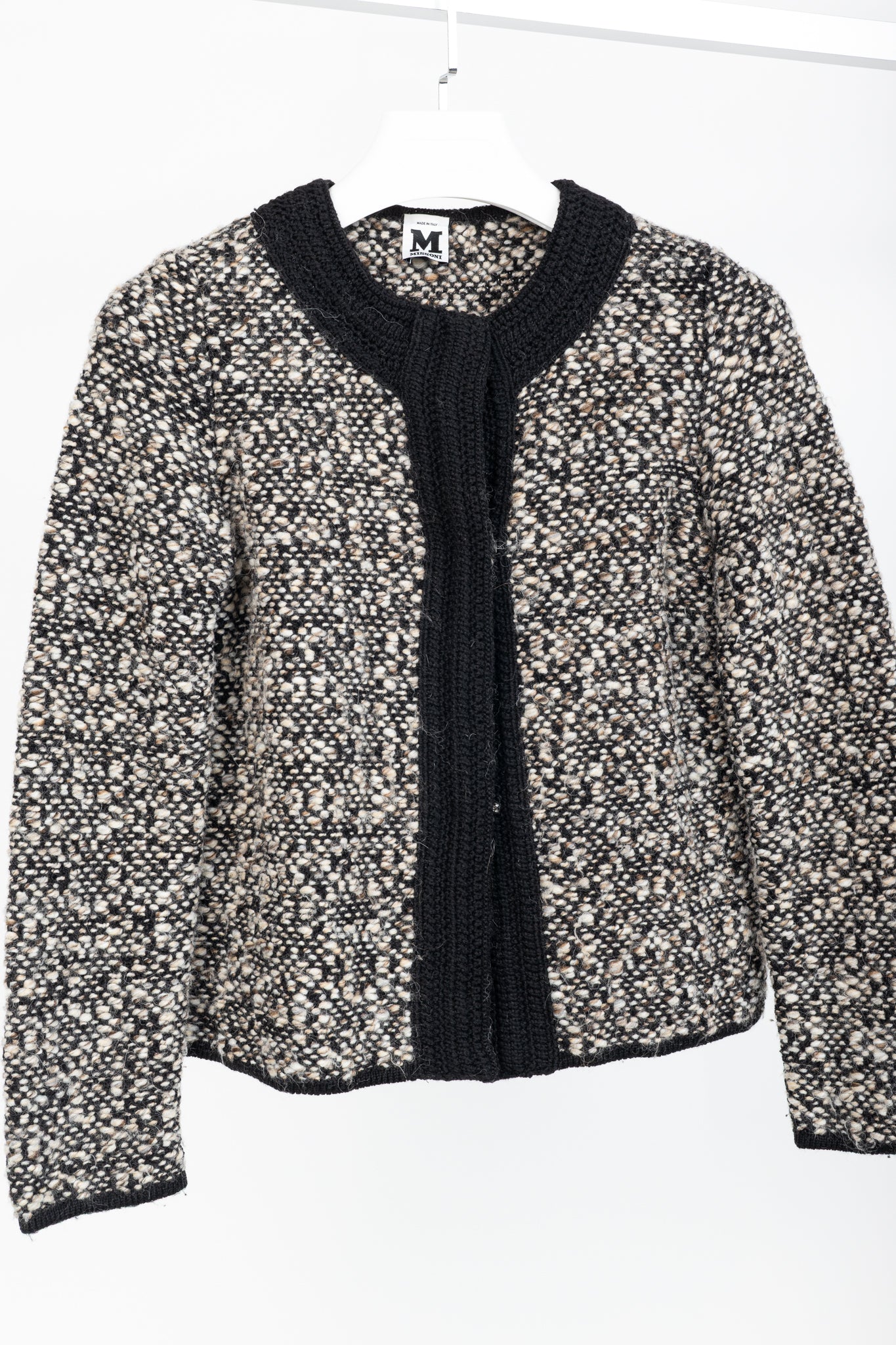M Missoni Brown Marled-Wool Trimmed Snap-Front Cardigan