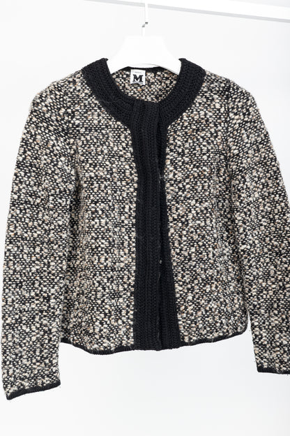 M Missoni Brown Marled-Wool Trimmed Snap-Front Cardigan