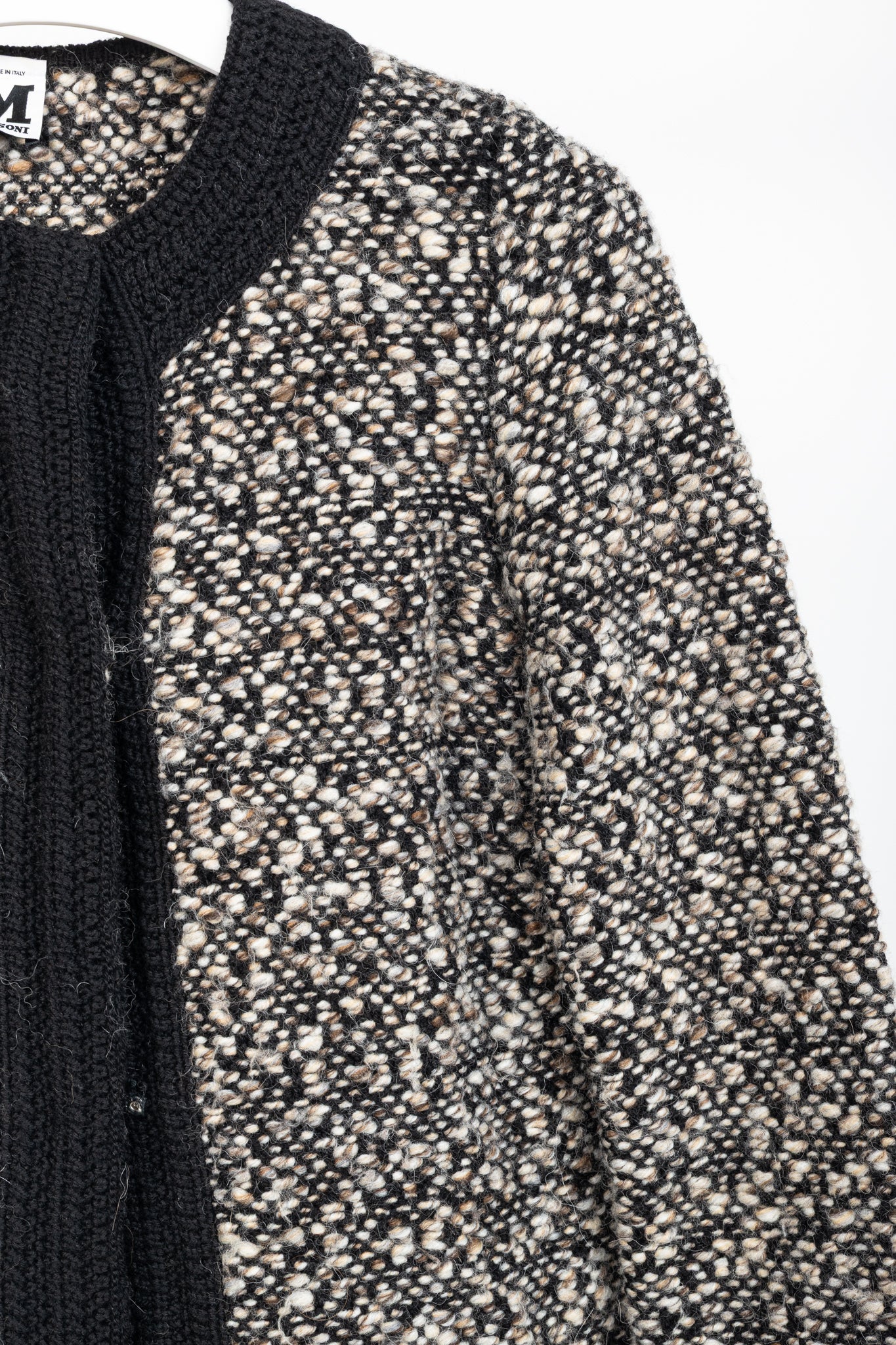 M Missoni Brown Marled-Wool Trimmed Snap-Front Cardigan