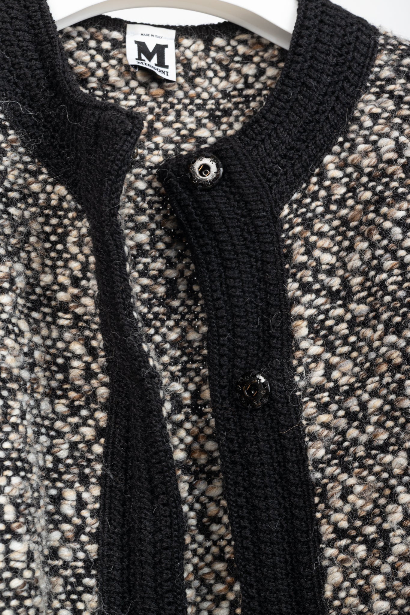M Missoni Brown Marled-Wool Trimmed Snap-Front Cardigan