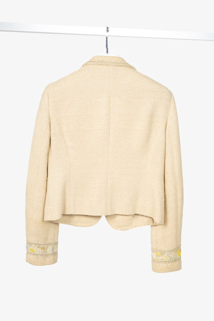 M by Missoni Metallic Beige Cotton-Tweed Trimmed Blazer