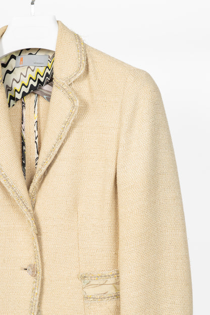 M by Missoni Metallic Beige Cotton-Tweed Trimmed Blazer