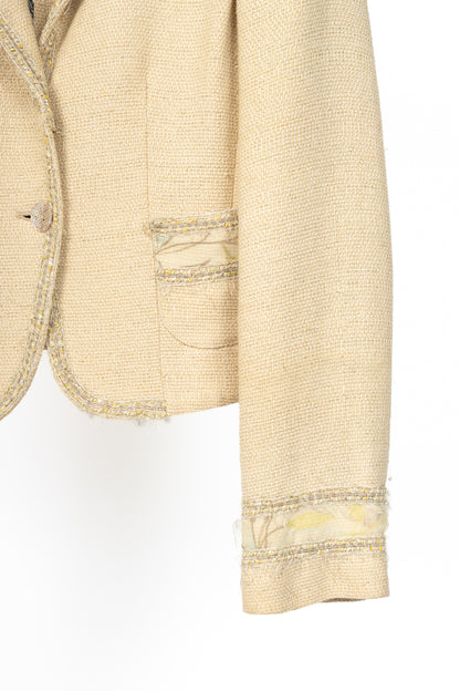 M by Missoni Metallic Beige Cotton-Tweed Trimmed Blazer