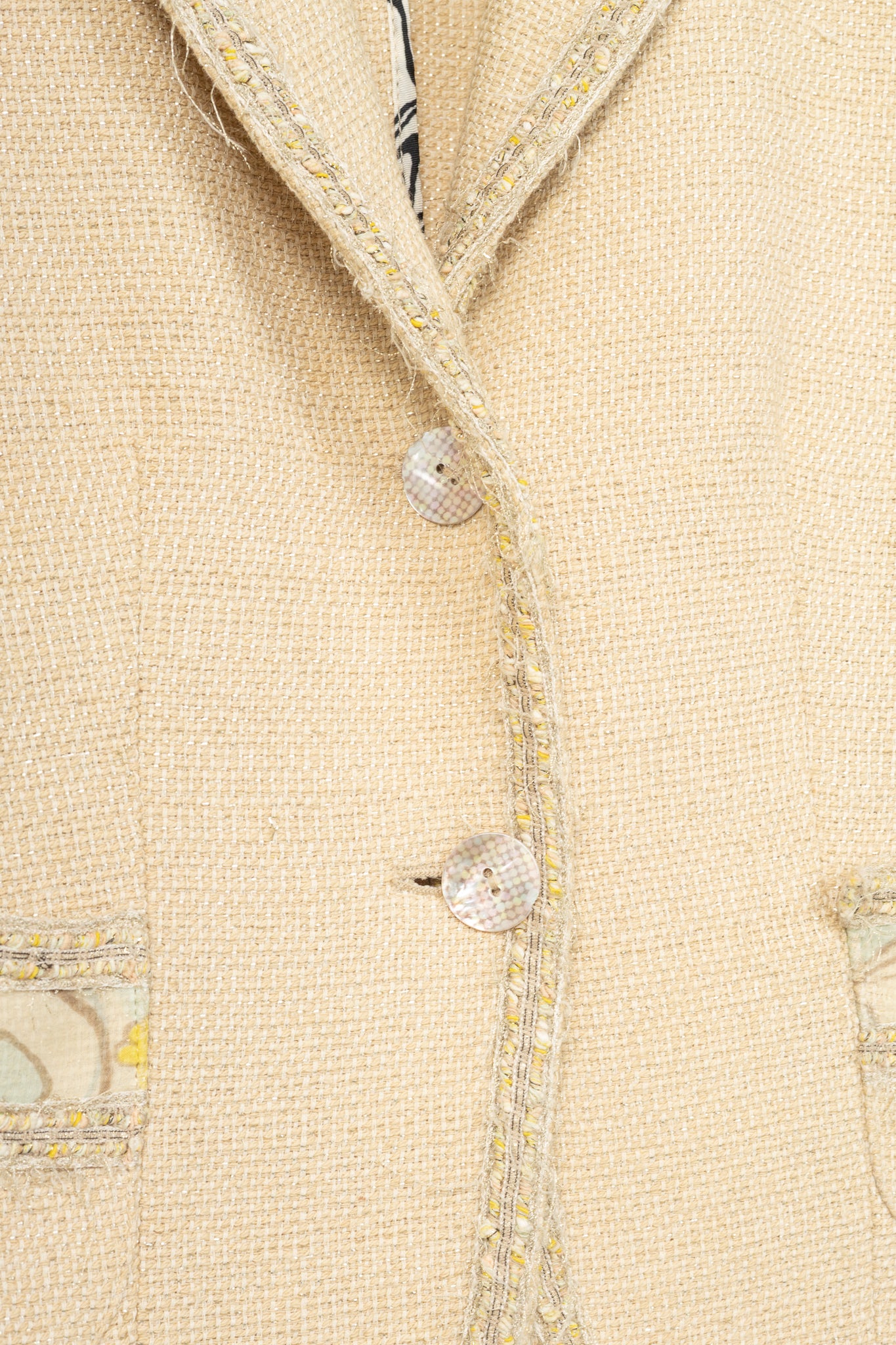 M by Missoni Metallic Beige Cotton-Tweed Trimmed Blazer