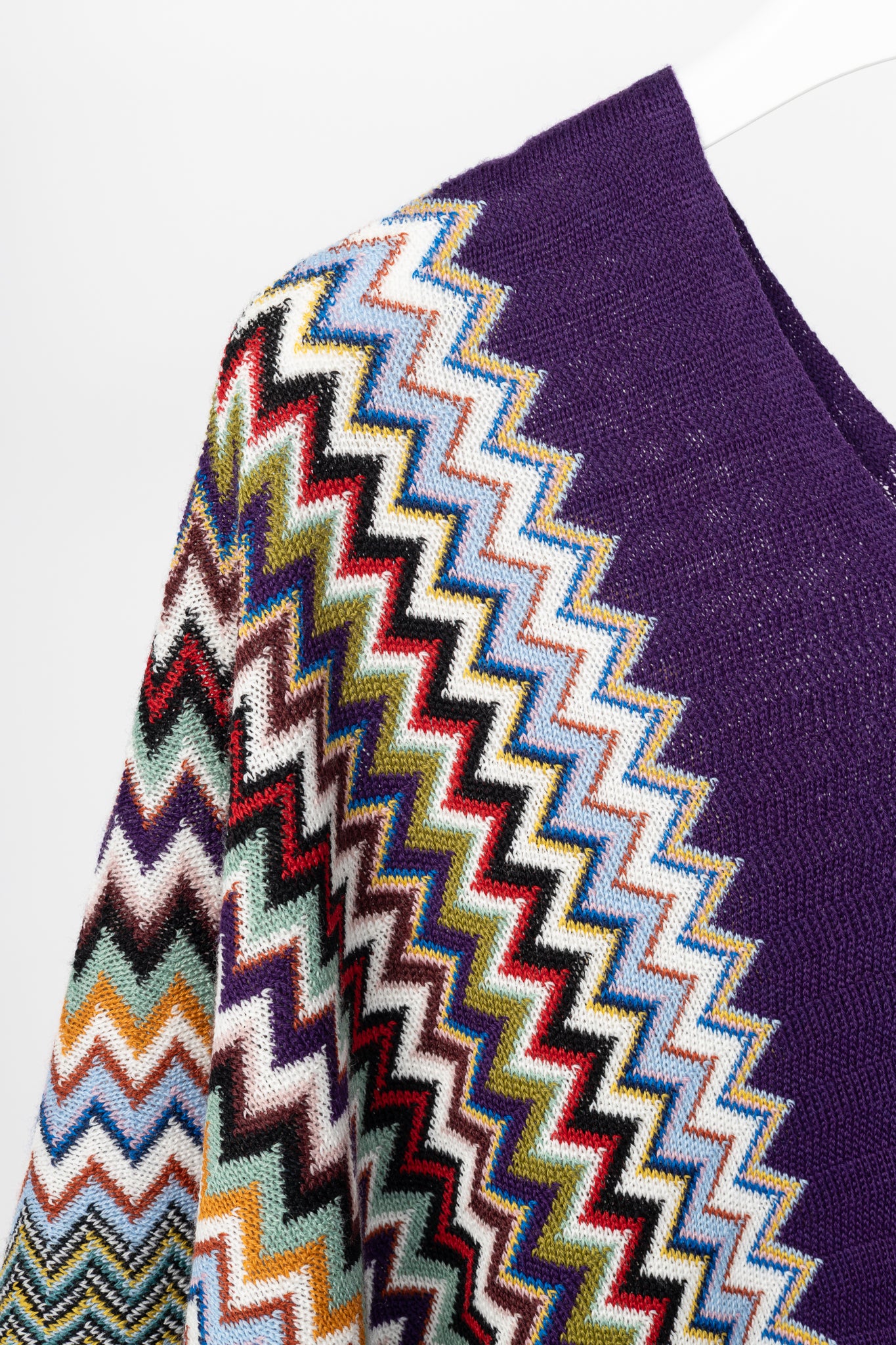 Missoni Purple Chevron Wool-Knit Fringe Poncho