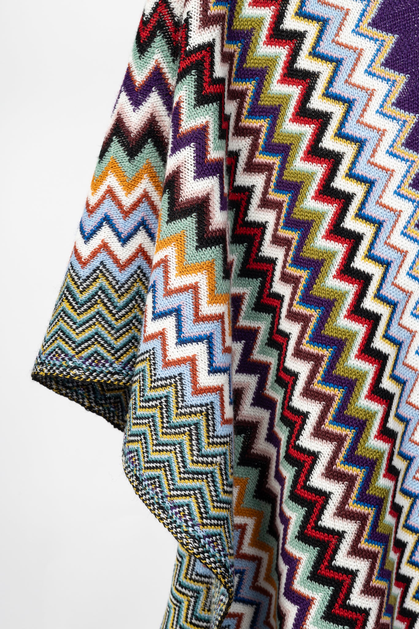 Missoni Purple Chevron Wool-Knit Fringe Poncho