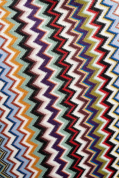 Missoni Purple Chevron Wool-Knit Fringe Poncho