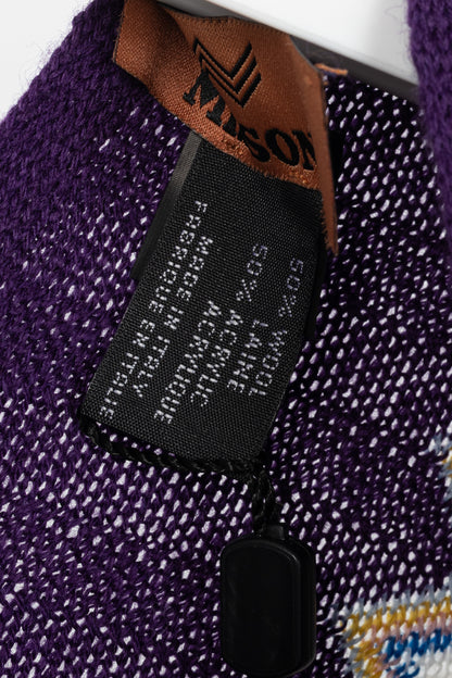 Missoni Purple Chevron Wool-Knit Fringe Poncho
