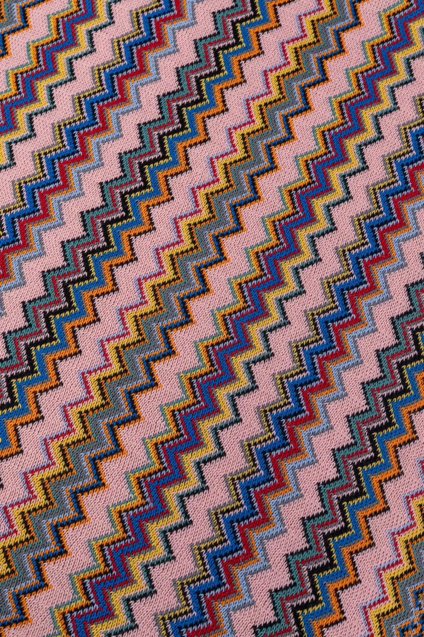 Missoni Pink Chevron-Jacquard Wool-Blend Fringed Scarf