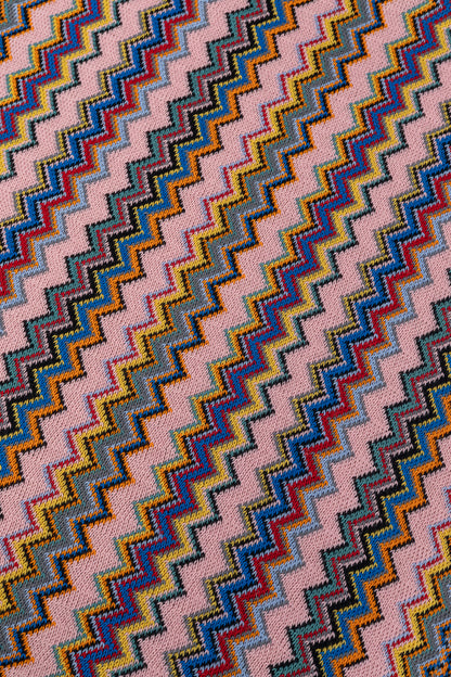 Missoni Pink Chevron-Jacquard Wool-Blend Fringed Scarf