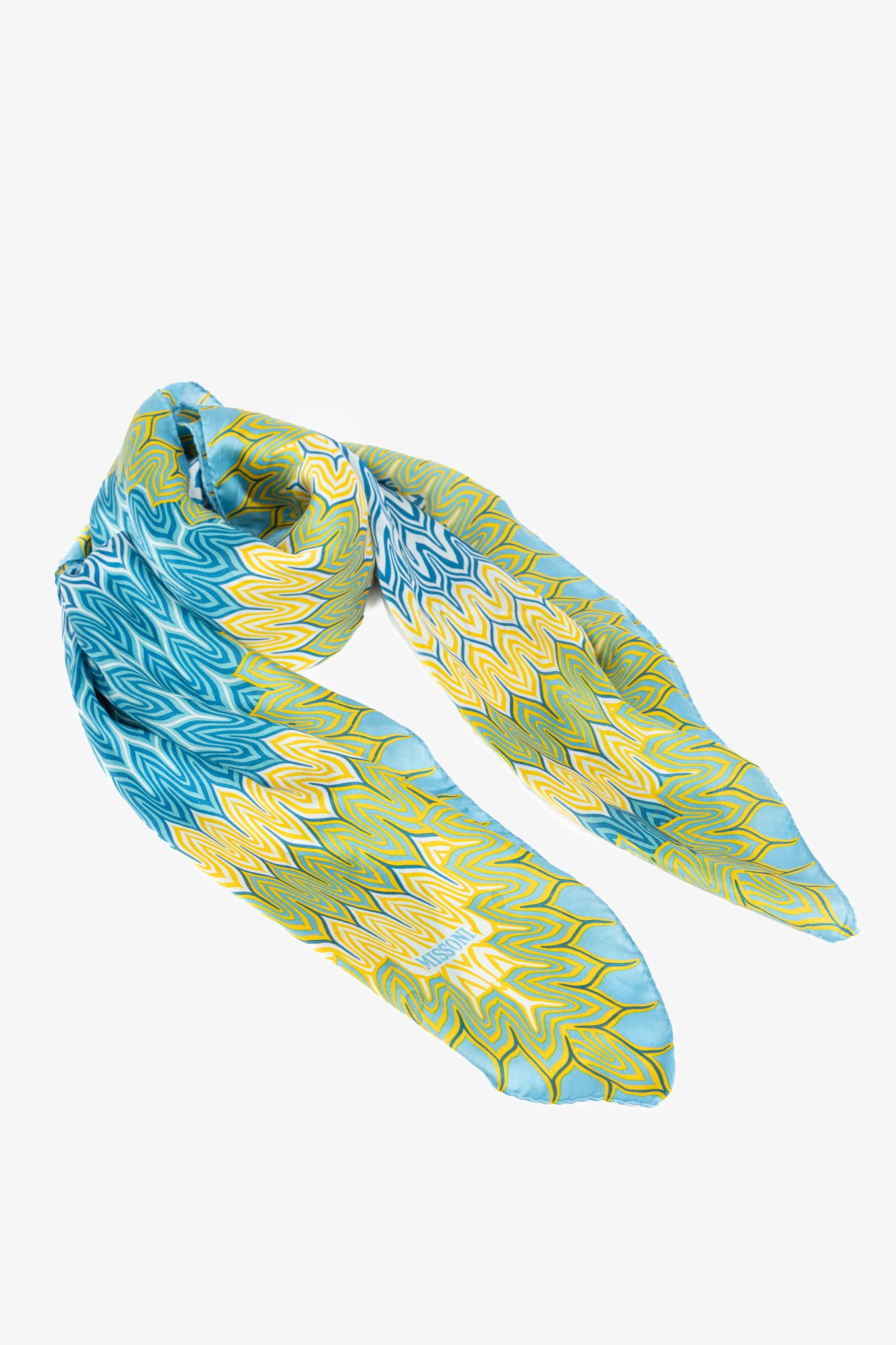 Missoni Blue & Yellow Geometric Silk Square Scarf