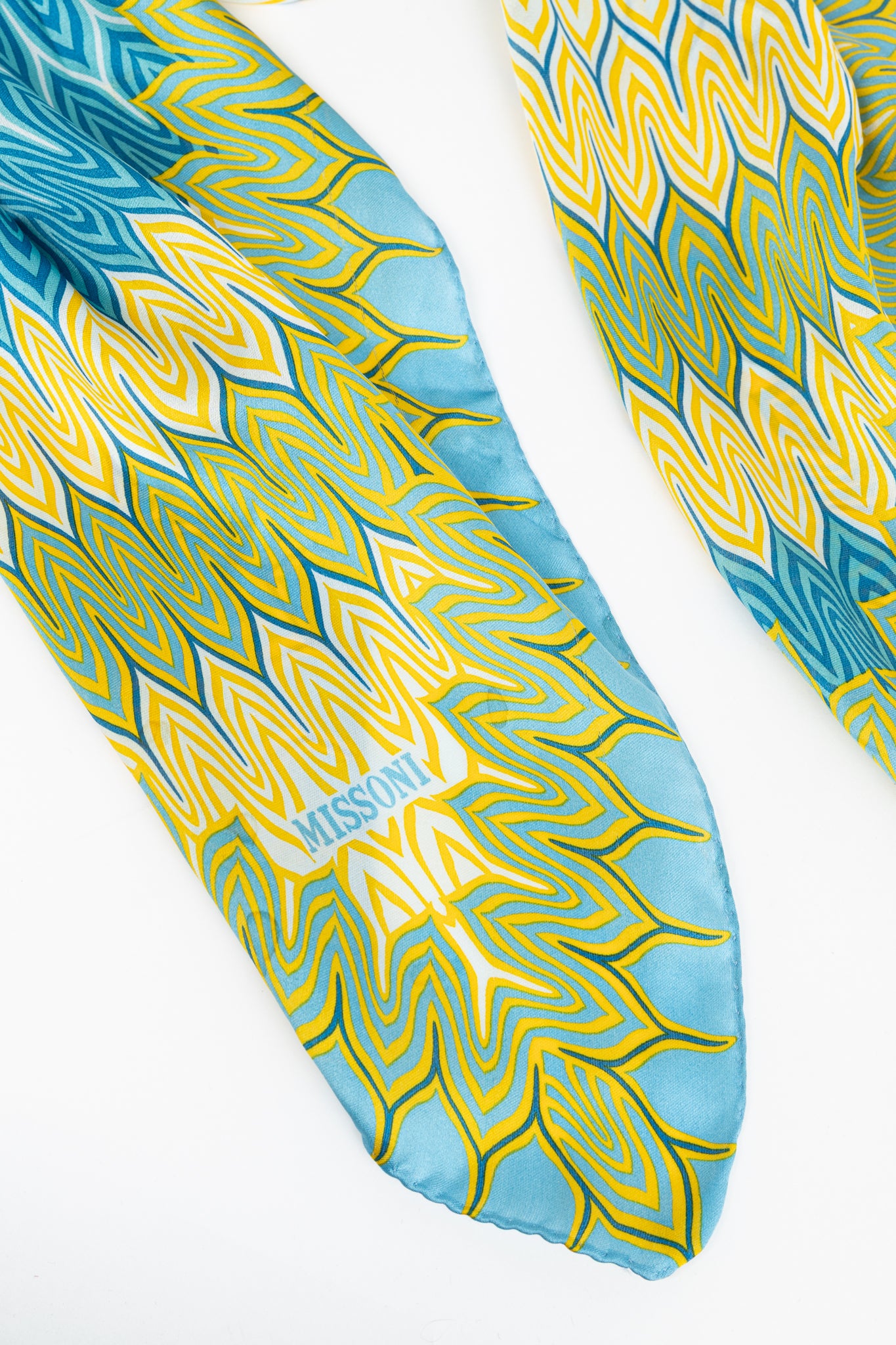 Missoni Blue & Yellow Geometric Silk Square Scarf