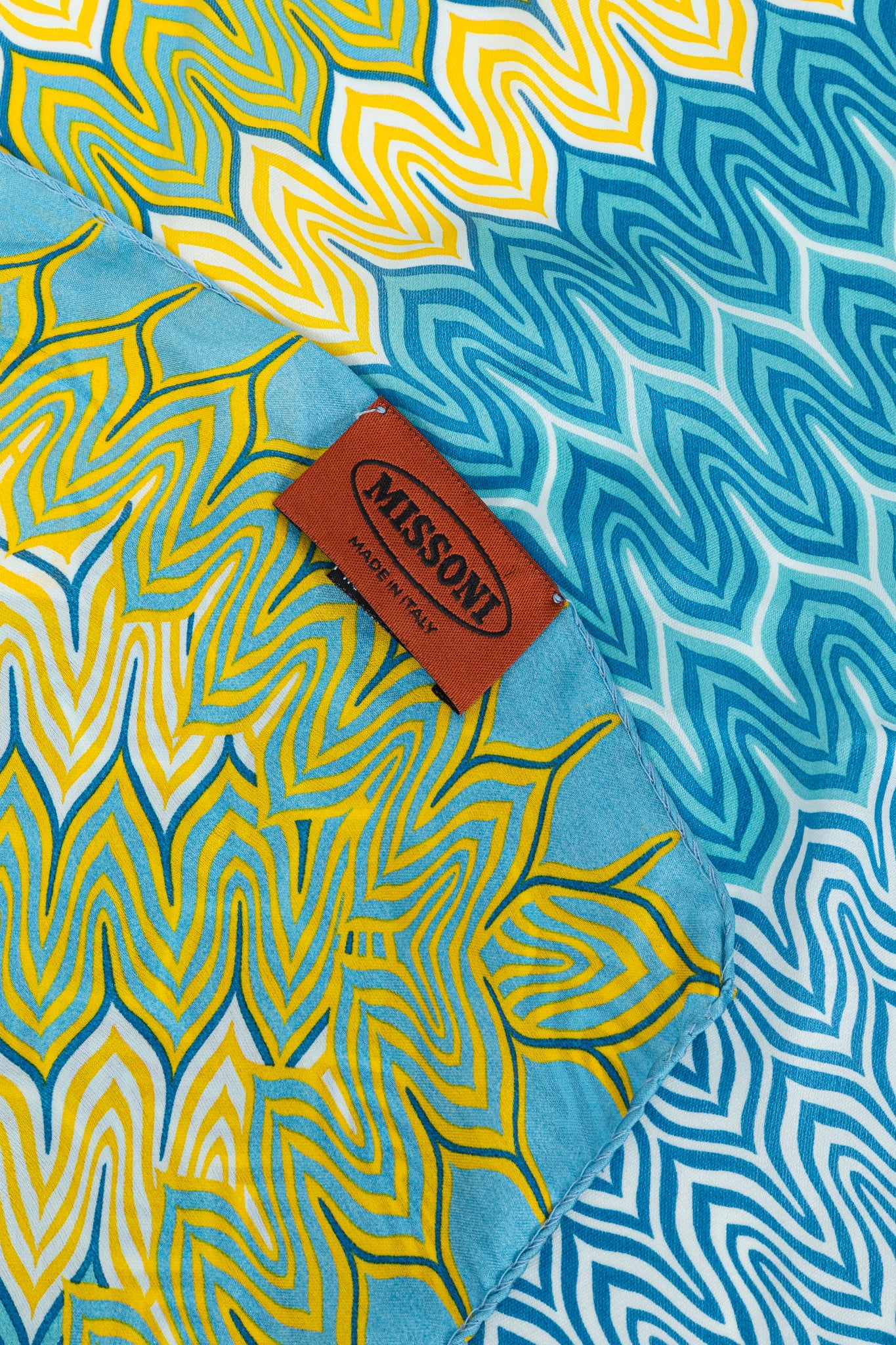 Missoni Blue & Yellow Geometric Silk Square Scarf