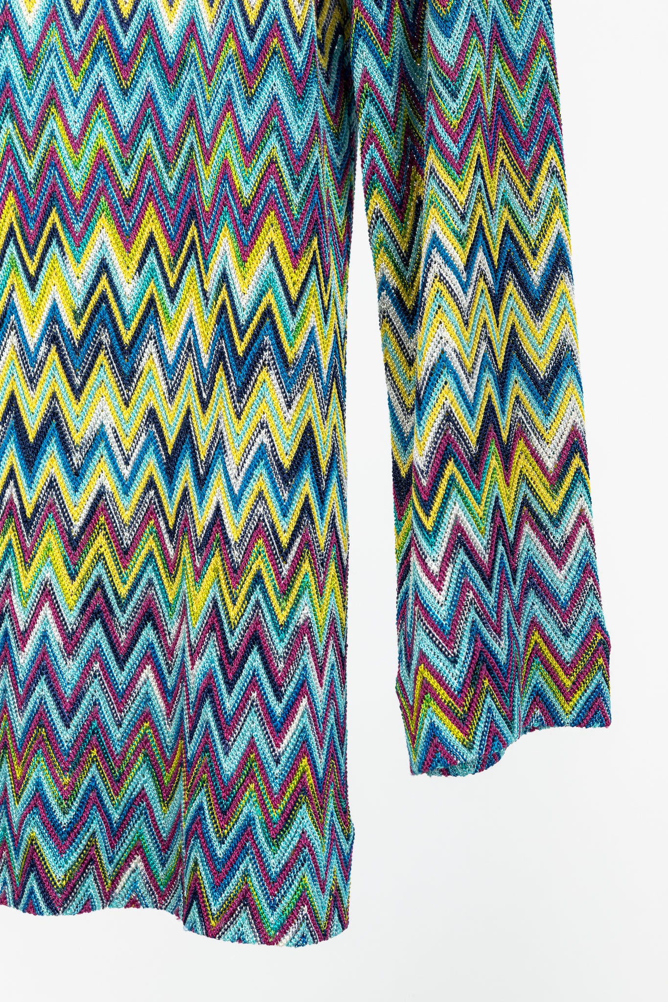 Missoni 90's Vintage Blue Chevron Knit 3/4 Sleeve Top
