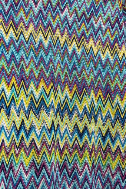 Missoni 90's Vintage Blue Chevron Knit 3/4 Sleeve Top