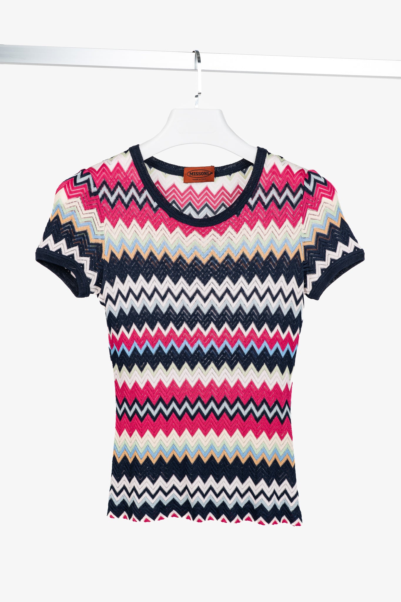 Missoni Pink & Navy Chevron Knit T-Shirt