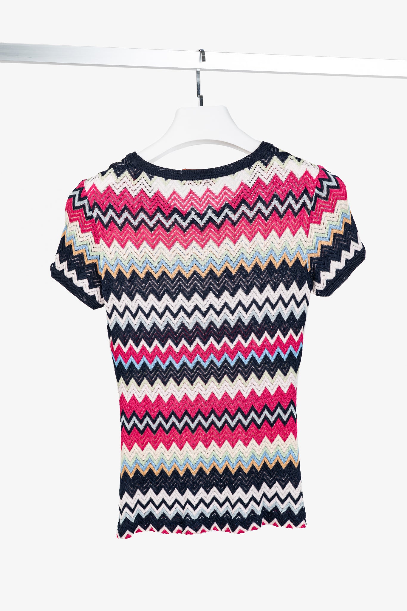 Missoni Pink & Navy Chevron Knit T-Shirt